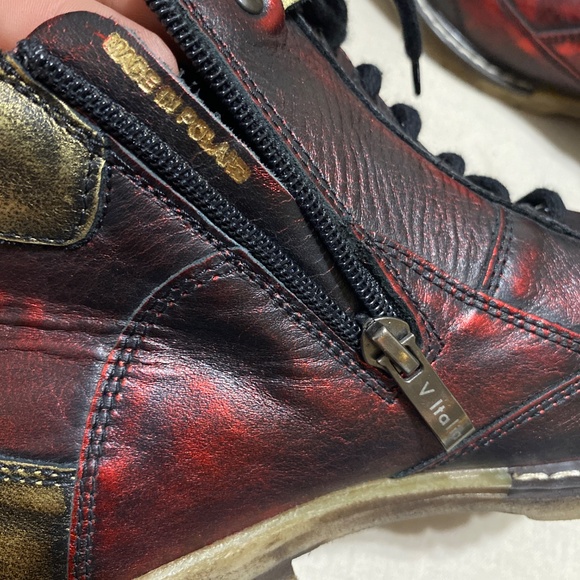 V italia Giovanni Pewter 39 Leather rare 6” boots Women's heeled red gold 8.5 - Picture 11 of 17
